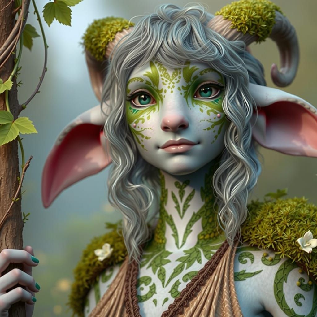 Enchanted Firbolg Maiden Amidst Whimsical Forest