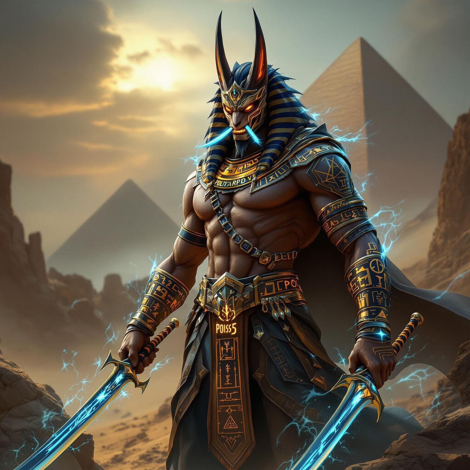 Anubis, Egyptian God of Death, in Samurai Style