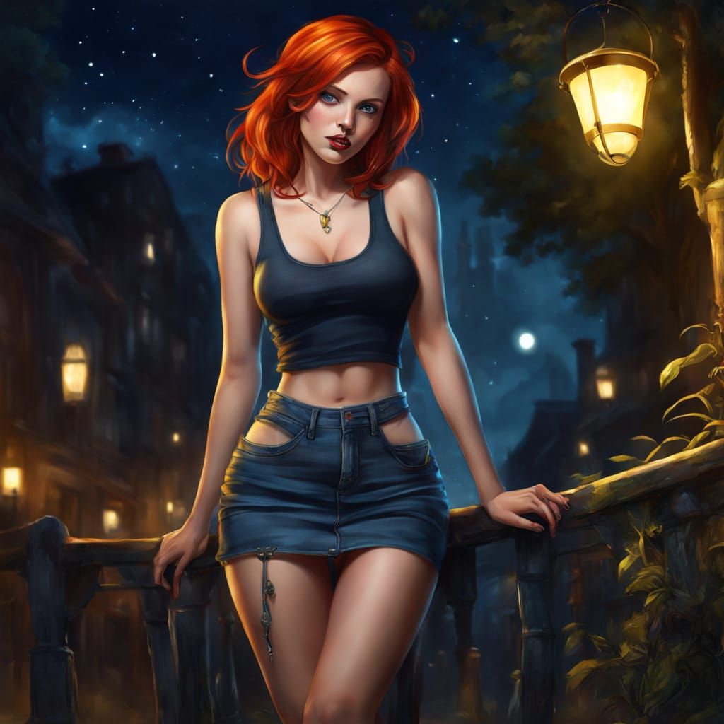 Elegant Artist in Sultry Evening Glow