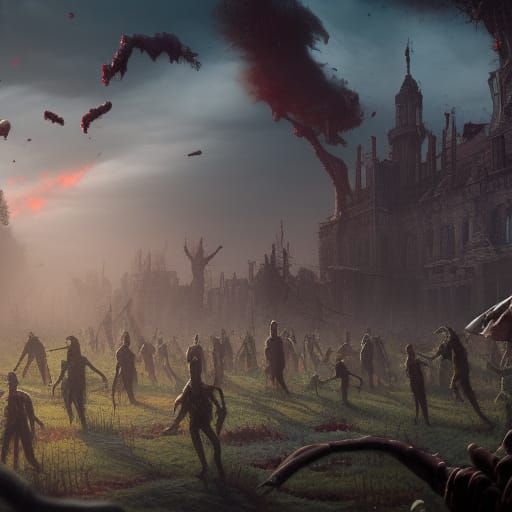 Detailed Zombie Apocalypse Matte Painting
