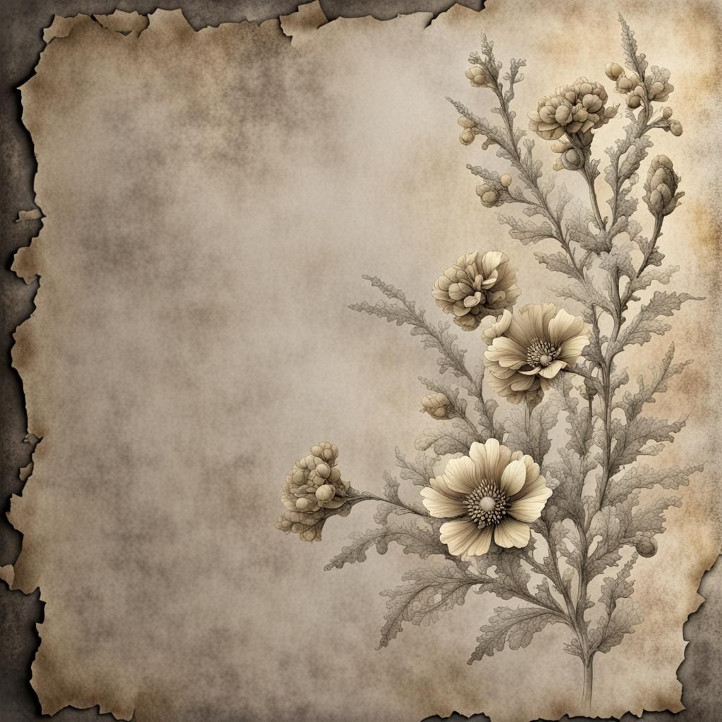 Mullein Lace Drawing on Vintage Scrap Paper