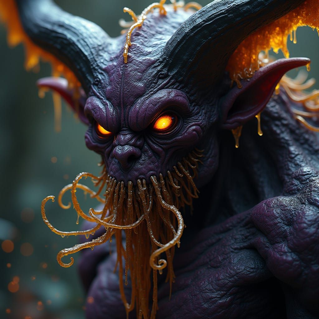 Ethereal Demon with Luminous Tentacles and Piercing Black Ey...