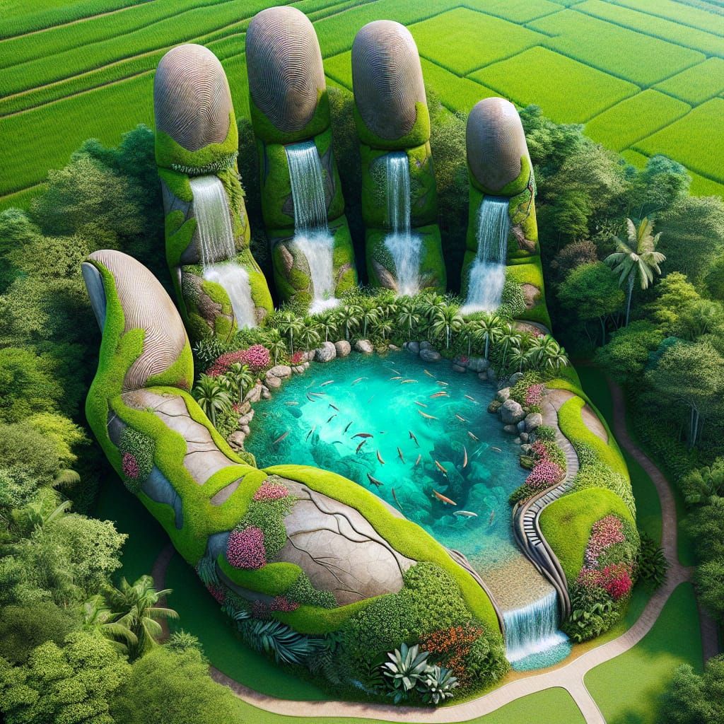 A gigantic earth hand