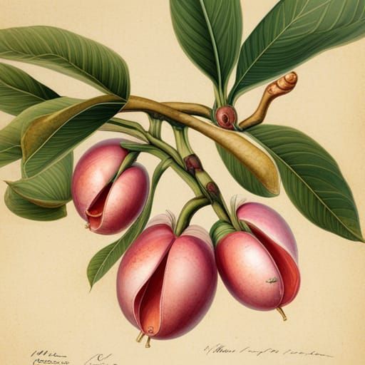 Prunus Persica: Botanical Illustration of Peach Plant