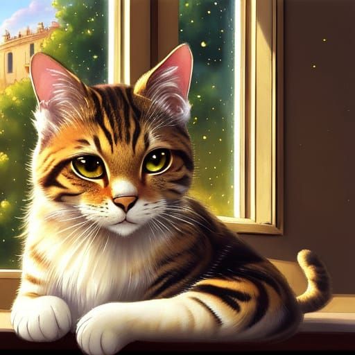 Renaissance Cat Portrait in Oil Painting Style