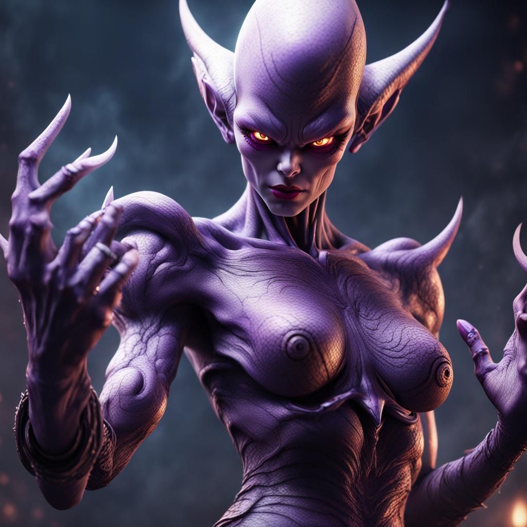 Demonic Alien as Detailed Matte Painting