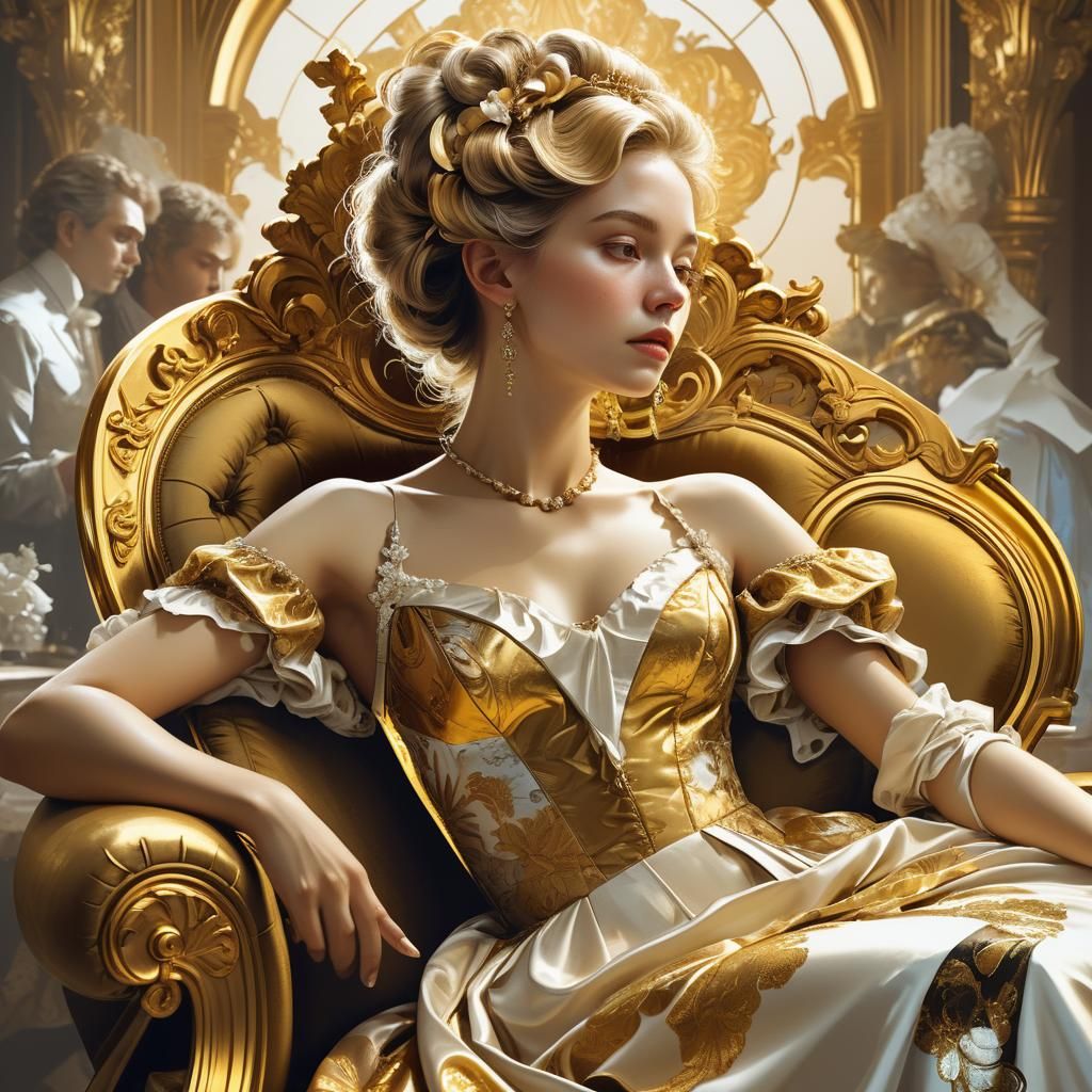 Elegant Baroque Portrait of a Lady in Gold
