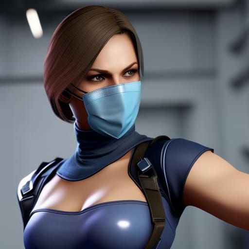 Jill Valentine in Surgical Mask: 3D Game Art