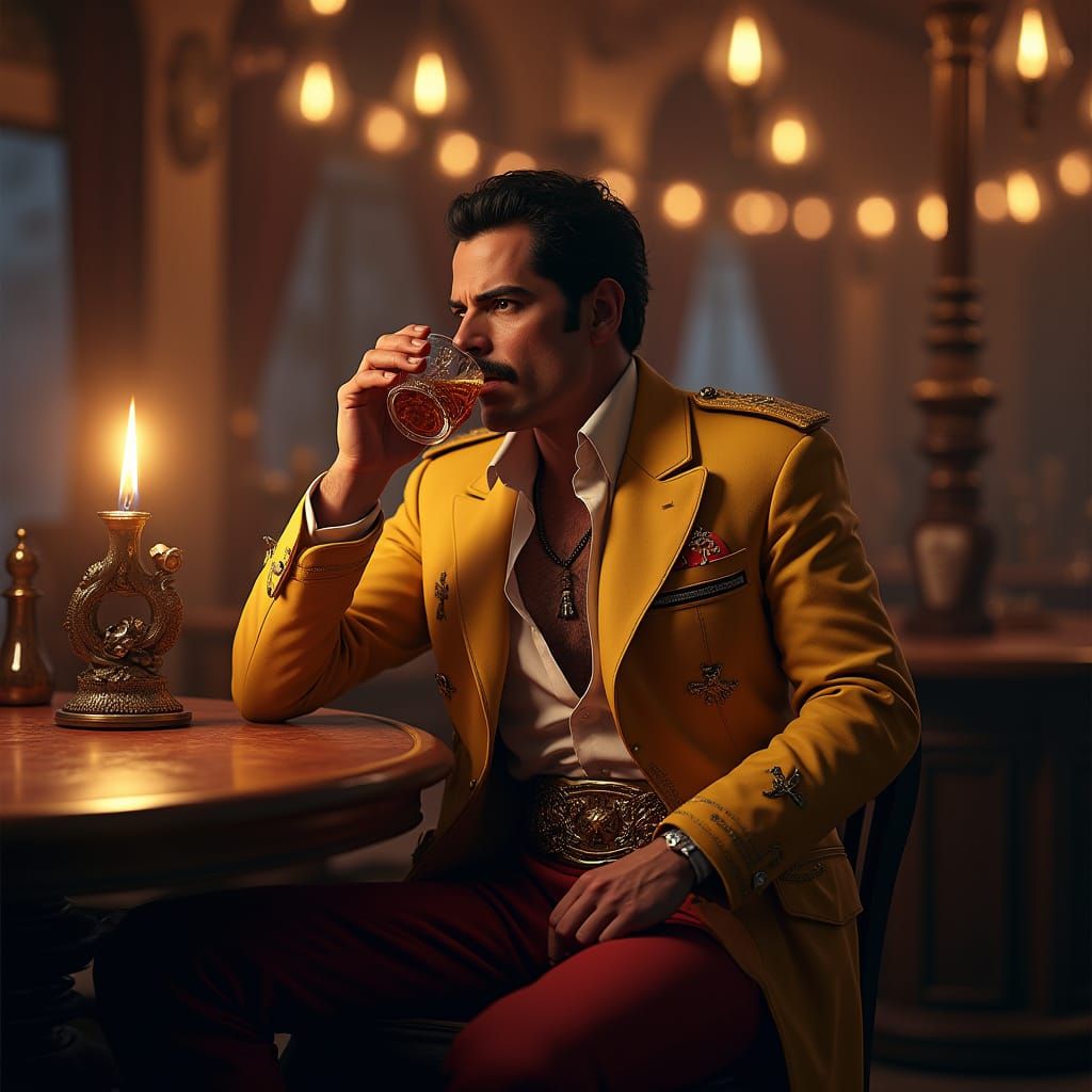 Freddie Mercury in Exotic Moroccan Bar Scene