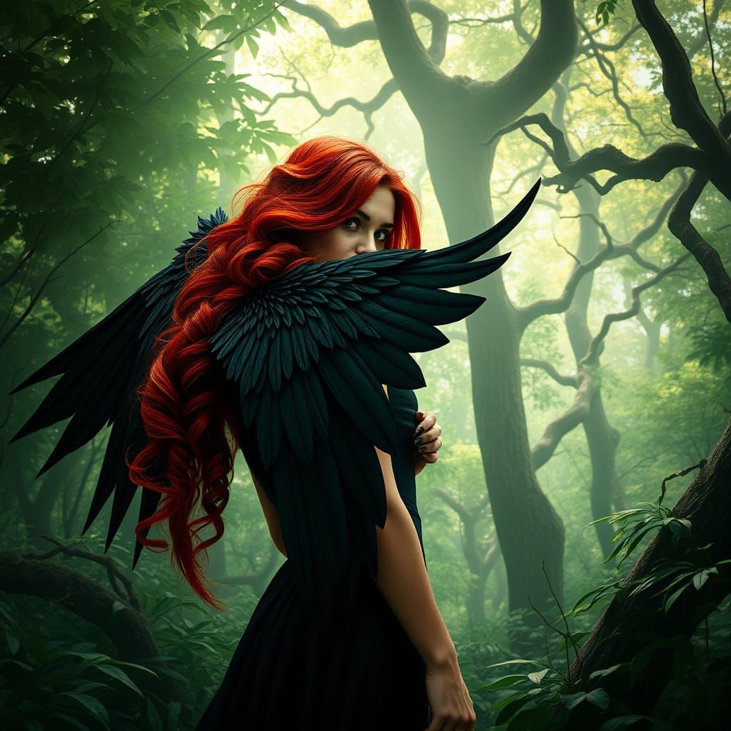 Mysterious Woodland Siren in Dark Fantasy Style