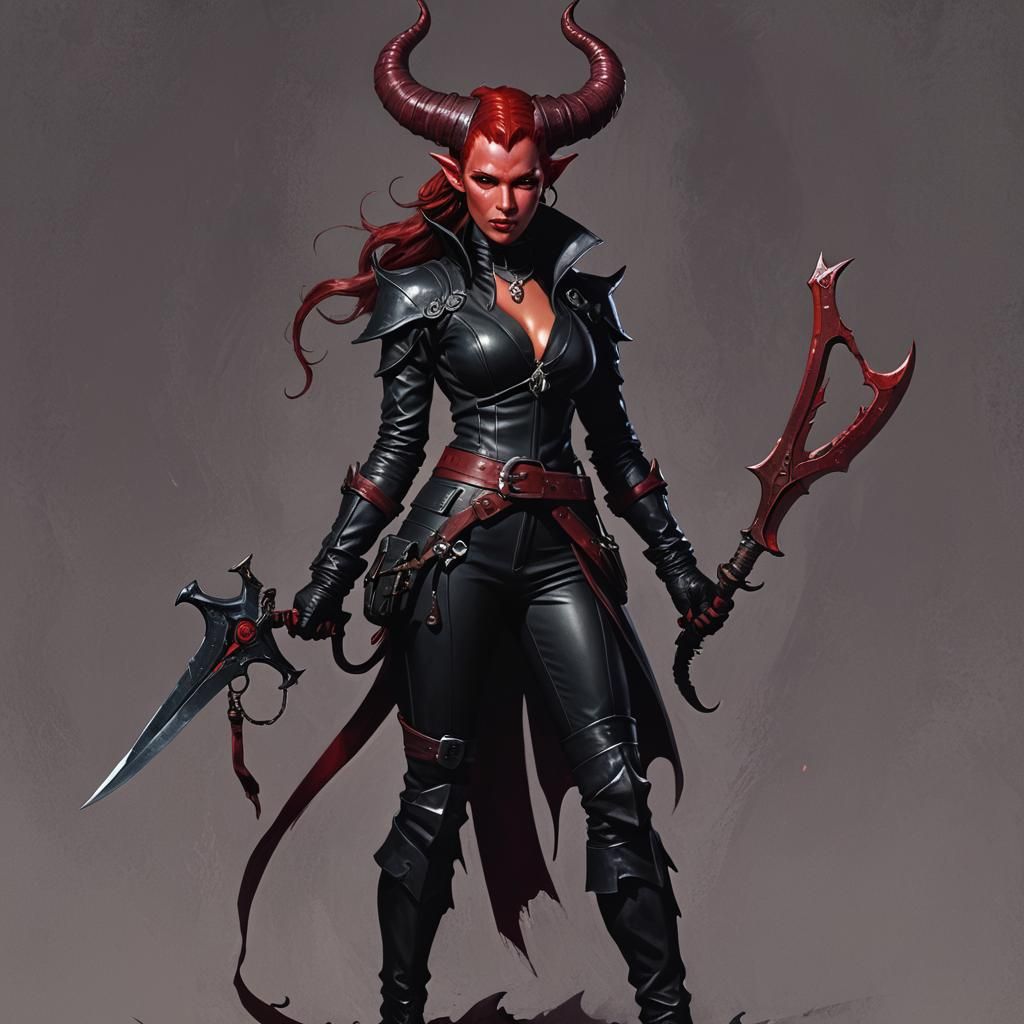 Tiefling Rogue Concept Art in Dark Fantasy Style