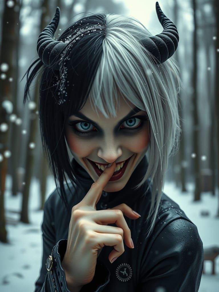Cruella De Vil in a Winter Forest