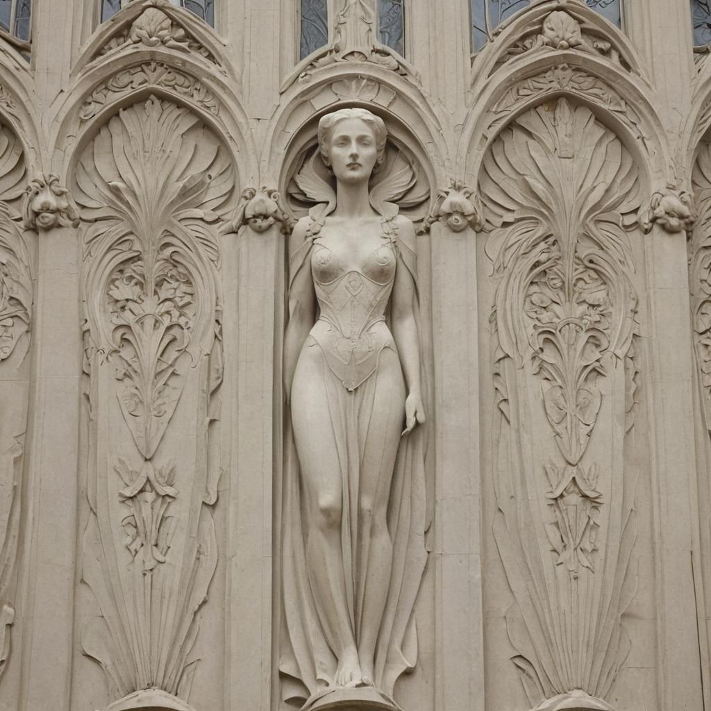 Art Deco Curtains with Vampire in Verneuil Style