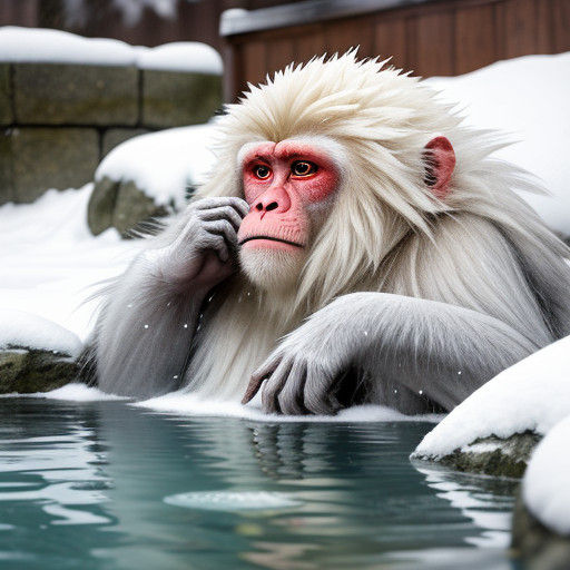 Japanese Snow Monkey Soaks in Futuristic Hot Spring