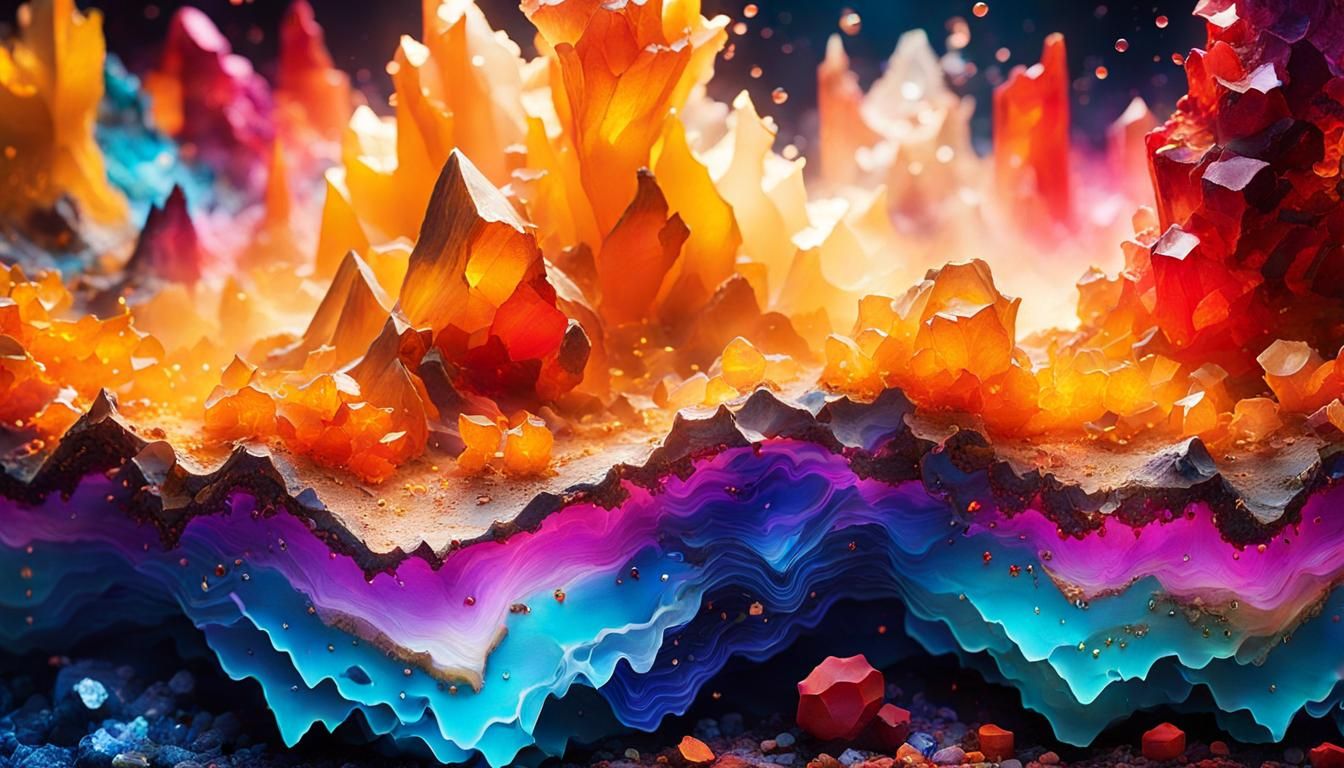 Vibrant Collage Landscape with Jewels and Cloth