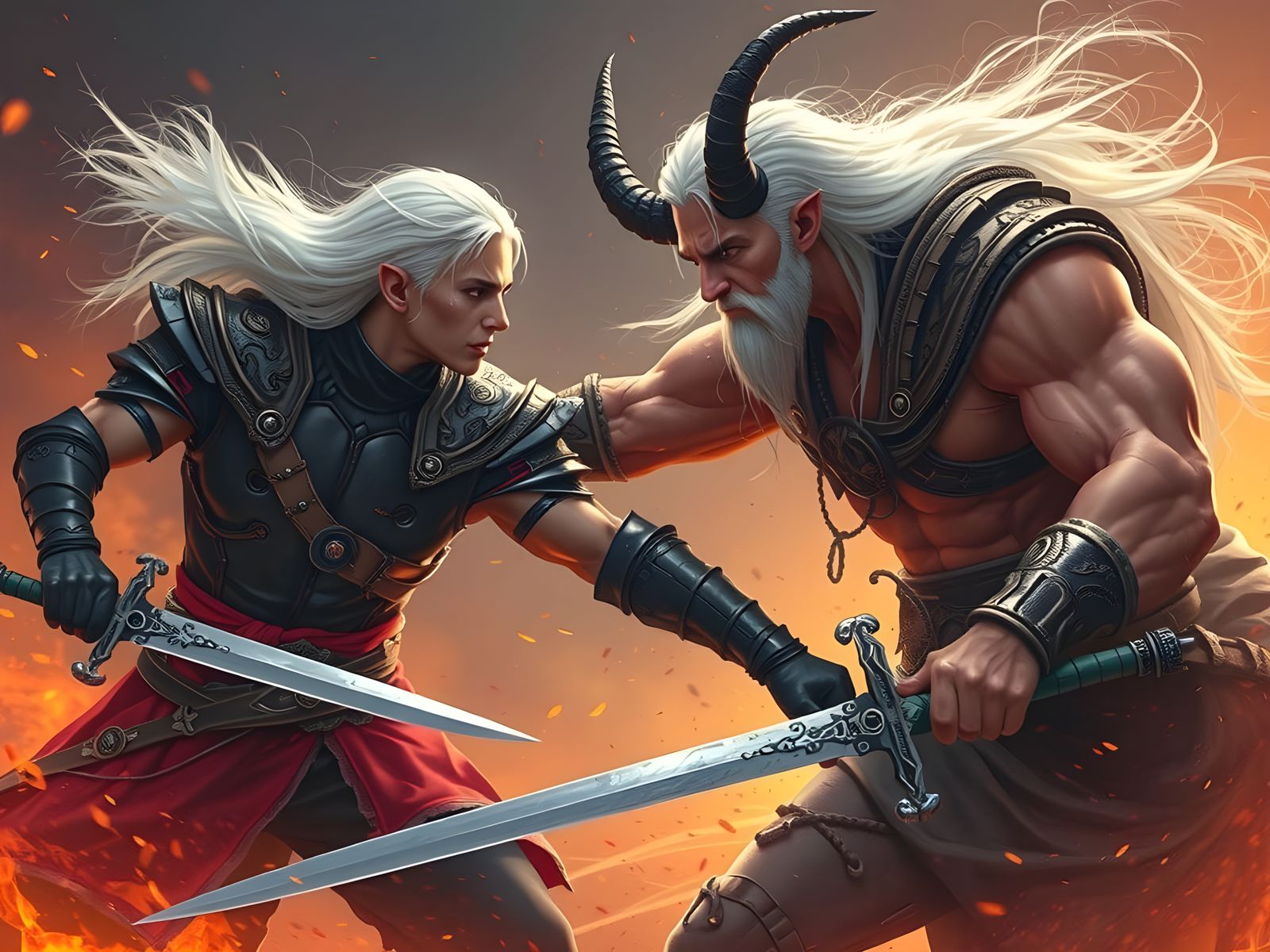 Elven Warrior vs Demon in Epic Fantasy Battle