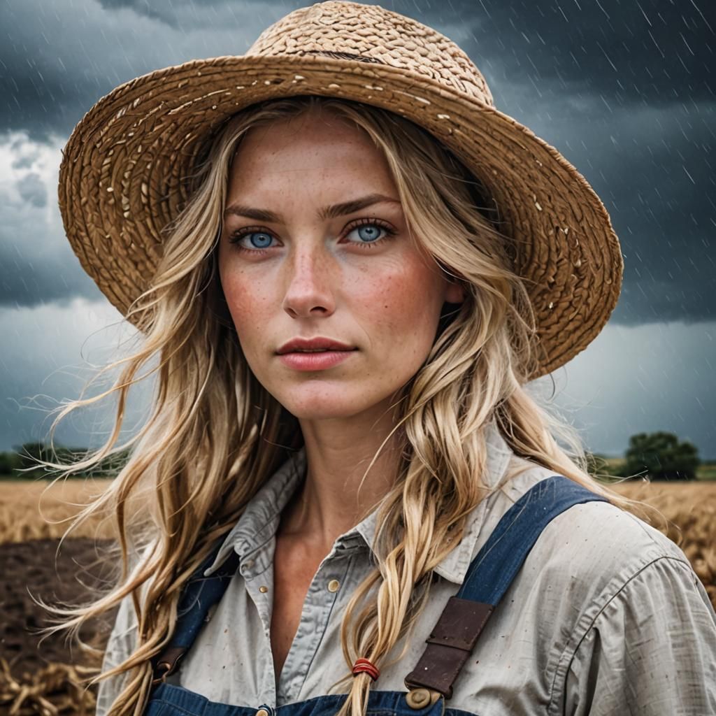 Farm Girl in Stormy Weather