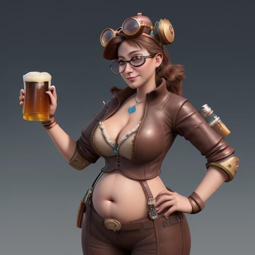 Steampunk Root Beer Care Bear: 3D Digital Art