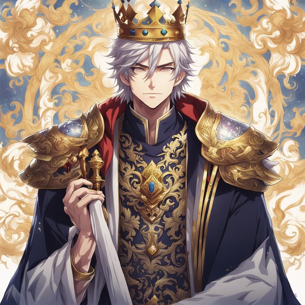 Anime Style Young King with Crown
