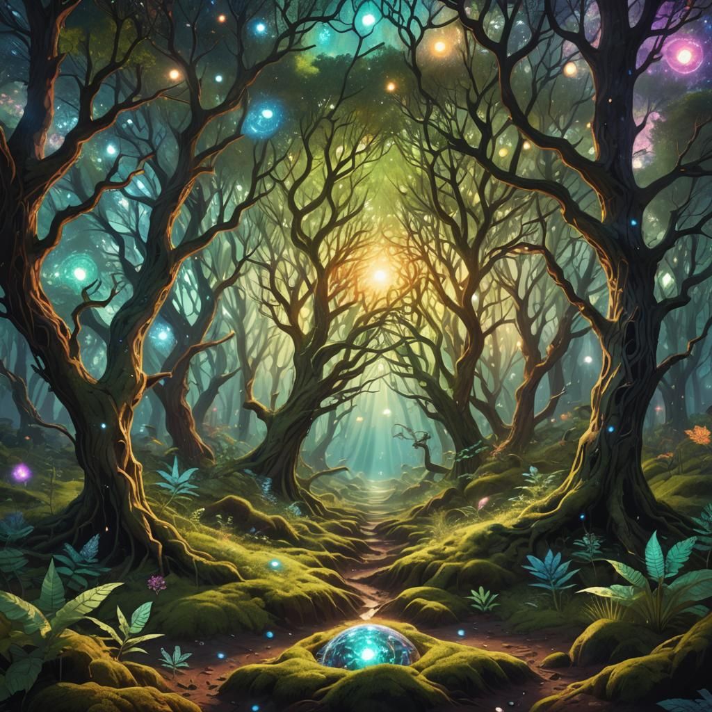 Forest Opening Network: Cosmic Astral Illustration