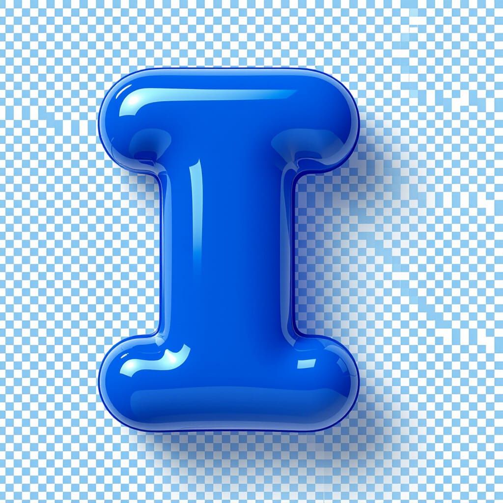3D Glossy Navy Blue Letter I