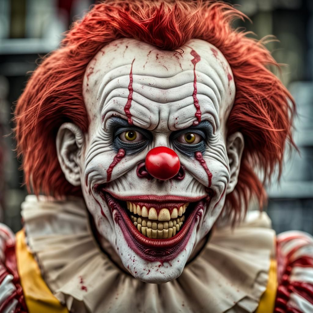 Hyperrealistic Zombie Monkey Clown Maniacal Grin