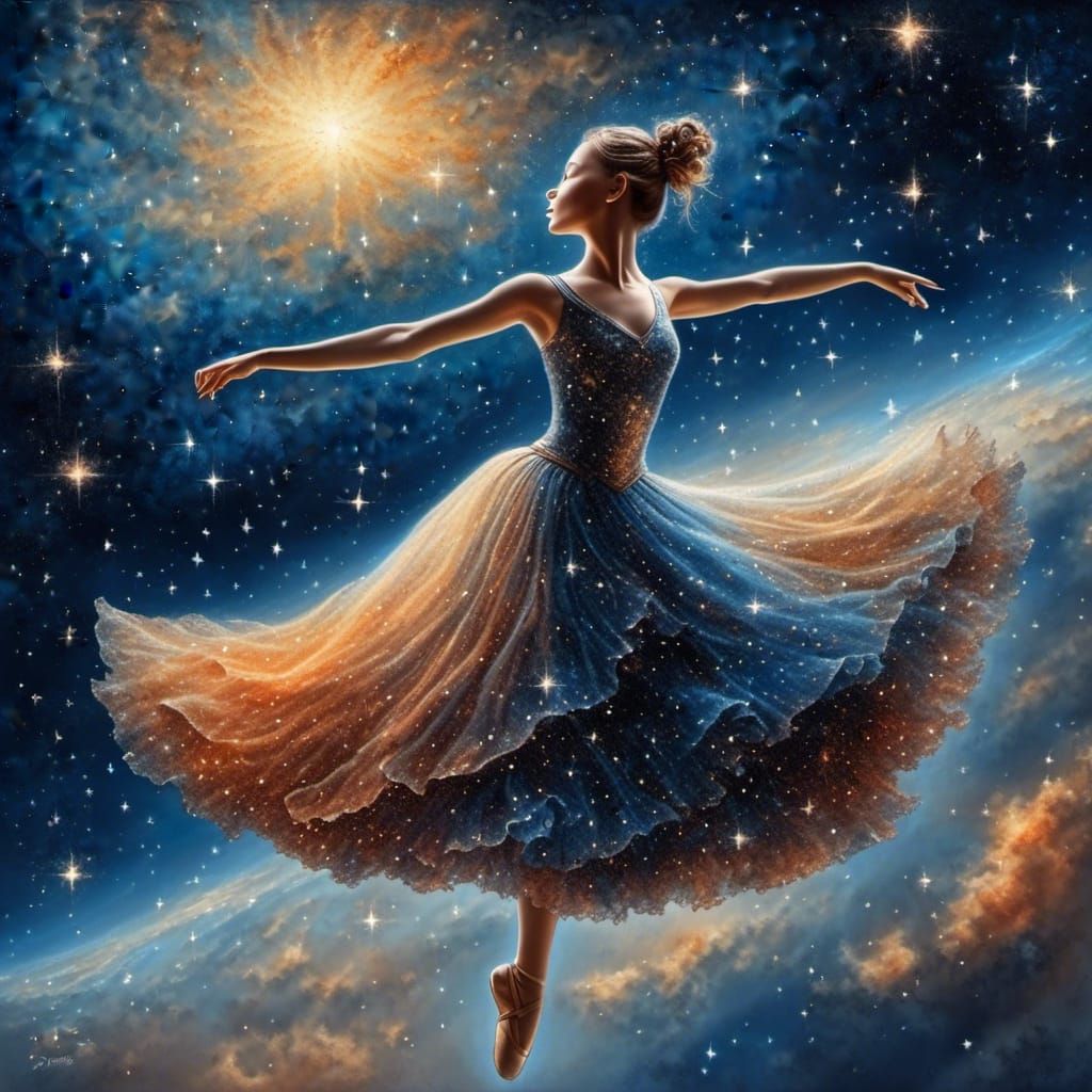 Celestial Ballerina Dancing Among the Stars