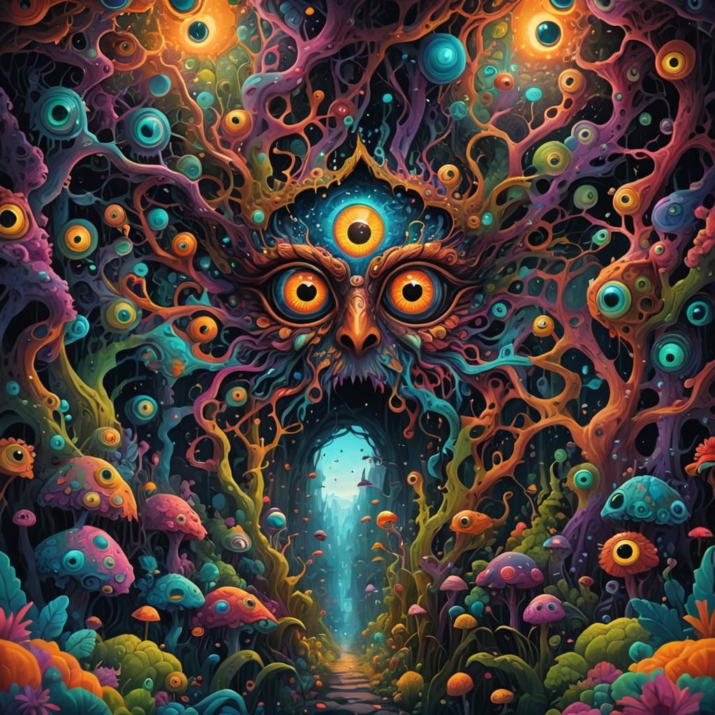 Psychedelic Eye Art in Detailed Matte Painting Style