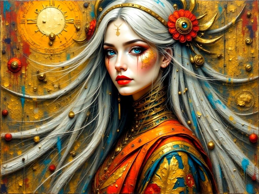 Hauntingly Beautiful Cyborg Geisha in Sharp Ink Drawing