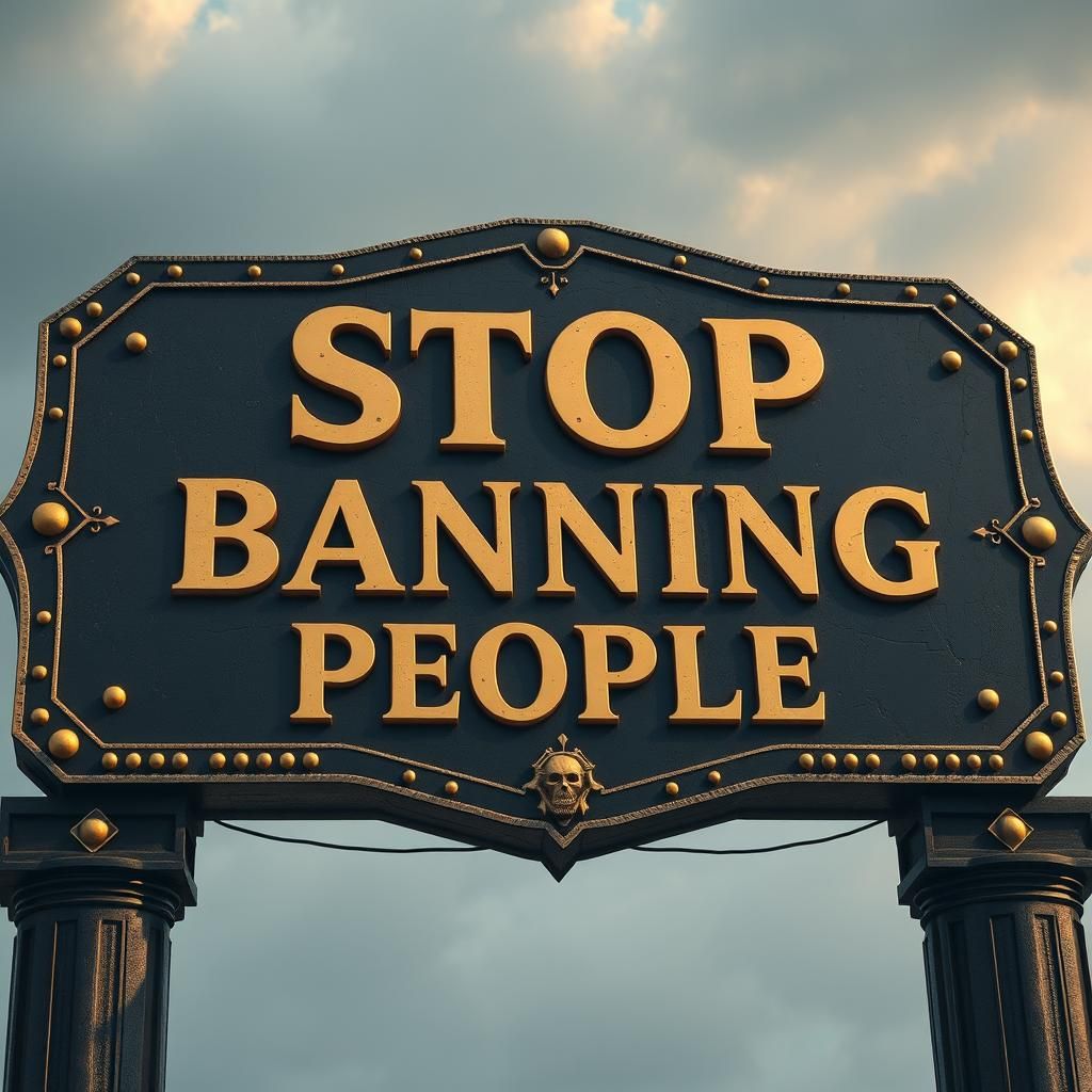 Colossal Sign Demands: Stop Banning People