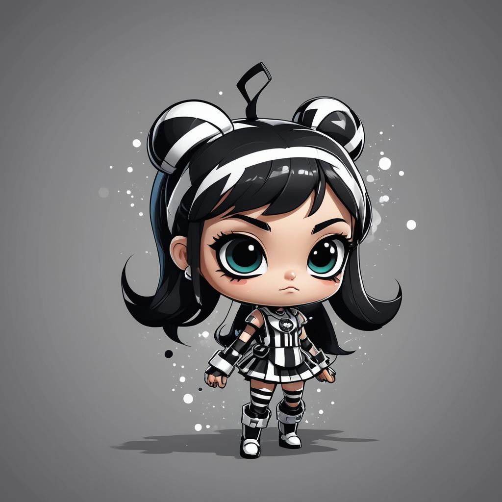 Futuristic Powerpuff Girl Chibi Vector Art