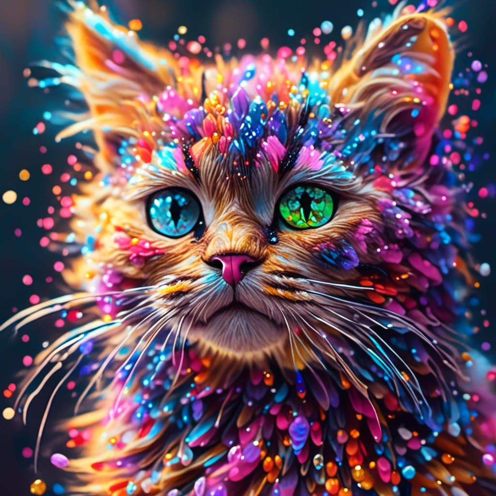 Strass Cat: Hyperrealistic Splash Art Photography