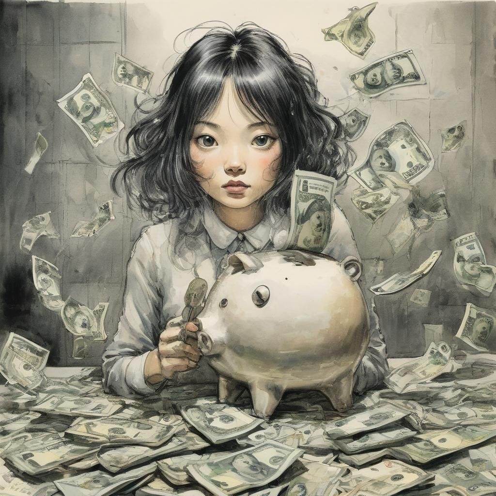 Money Illustration in Children's Book Style
