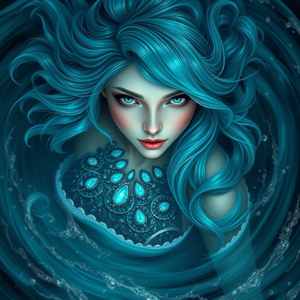 Turquoise-Haired Siren Emerges from the Sea in a Haunting, D...