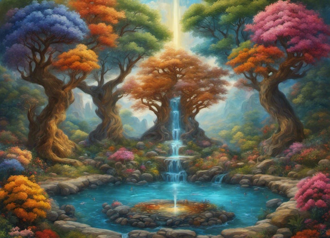 Yggdrasil in Eden: Hyperdetailed Fantasy Oil Painting