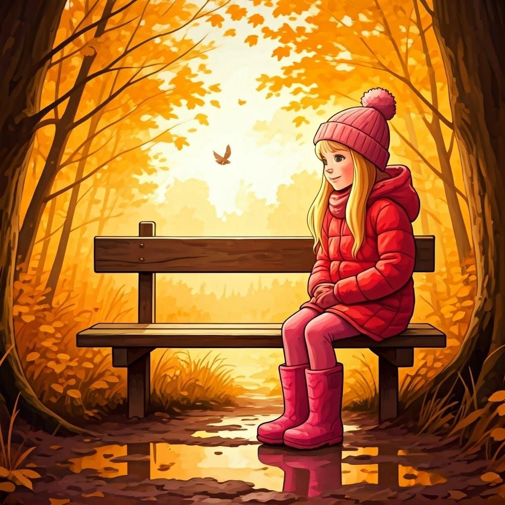 Sandy Enjoys Autumn at Nature Reserve in Whimsical Watercolo...