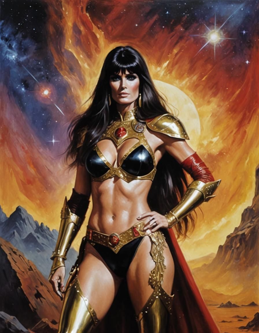 Space Fantasy Warrior in Flash Gordon Comic Style