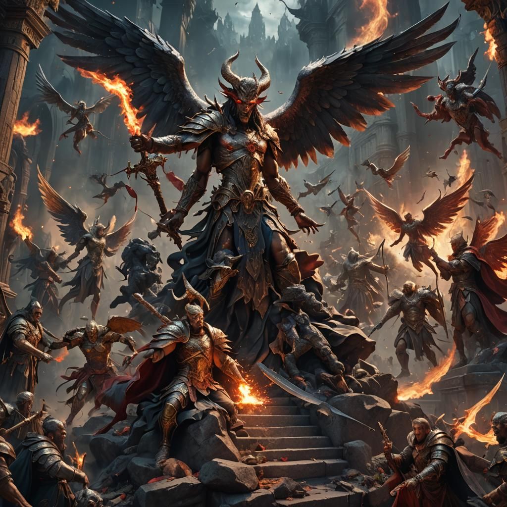 Divine Angels Victorious Over Demonic Forces