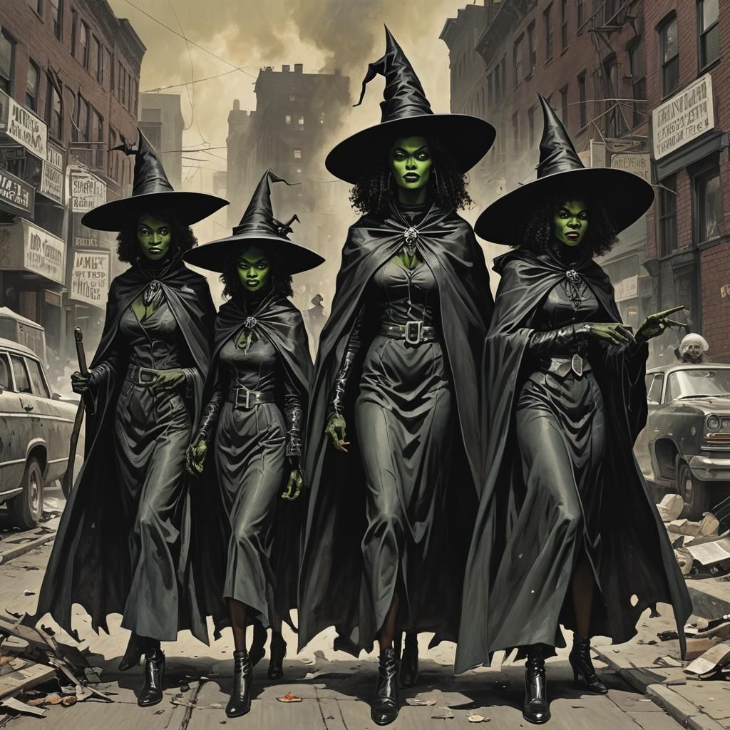 Sinister Witches of Harlem in Digital Art Style