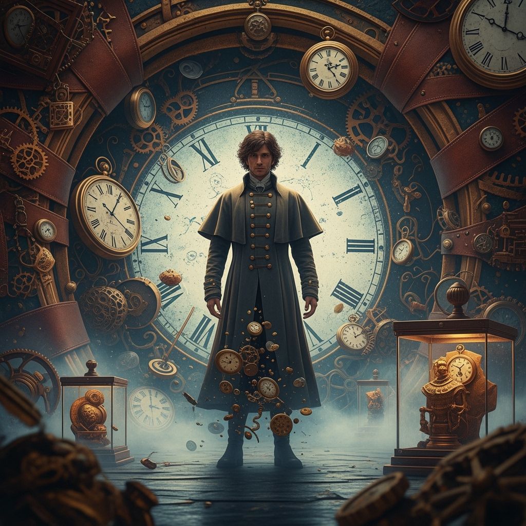 Time Traveler in Clockwork Portal, Expressive Brushstrokes