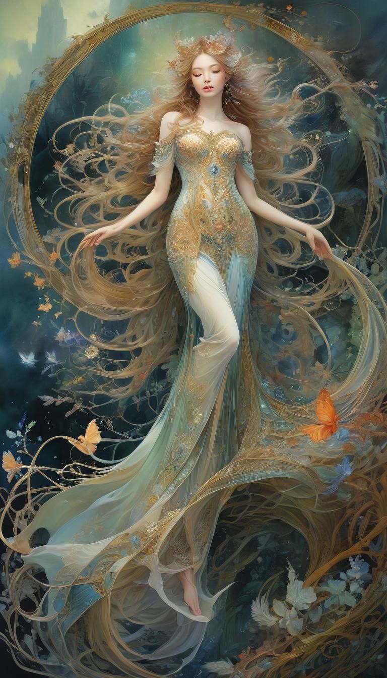 Ethereal Lovers in Oil Painting Style