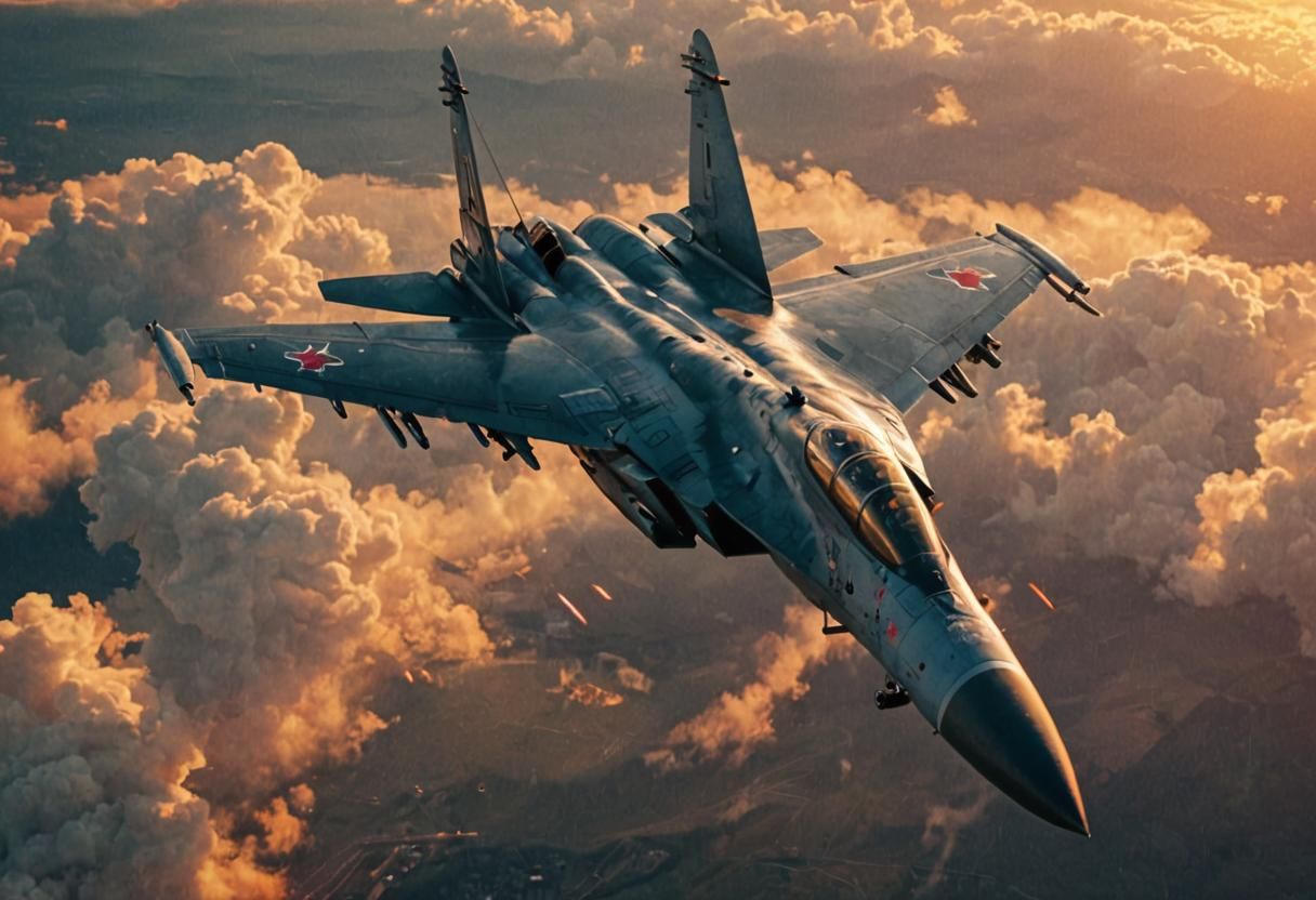 Epic Sunset View of Sukhoi Su-30 Jet