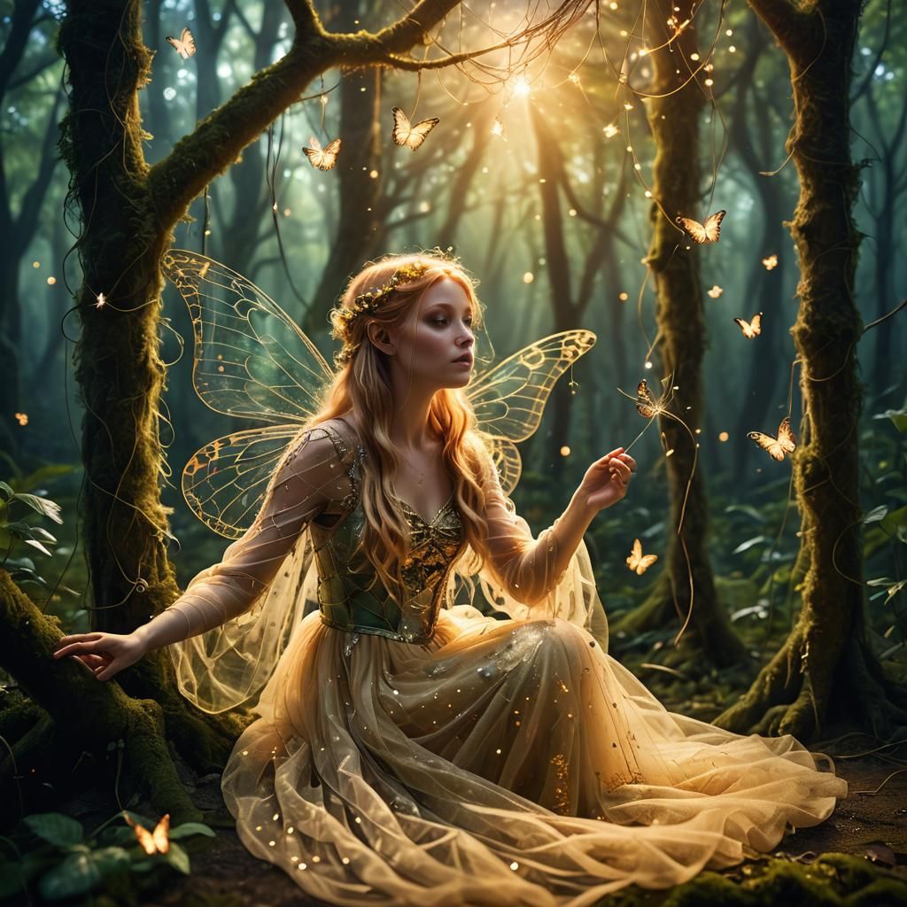 Spring Fairy in Mystical Rainforest Dreamscape