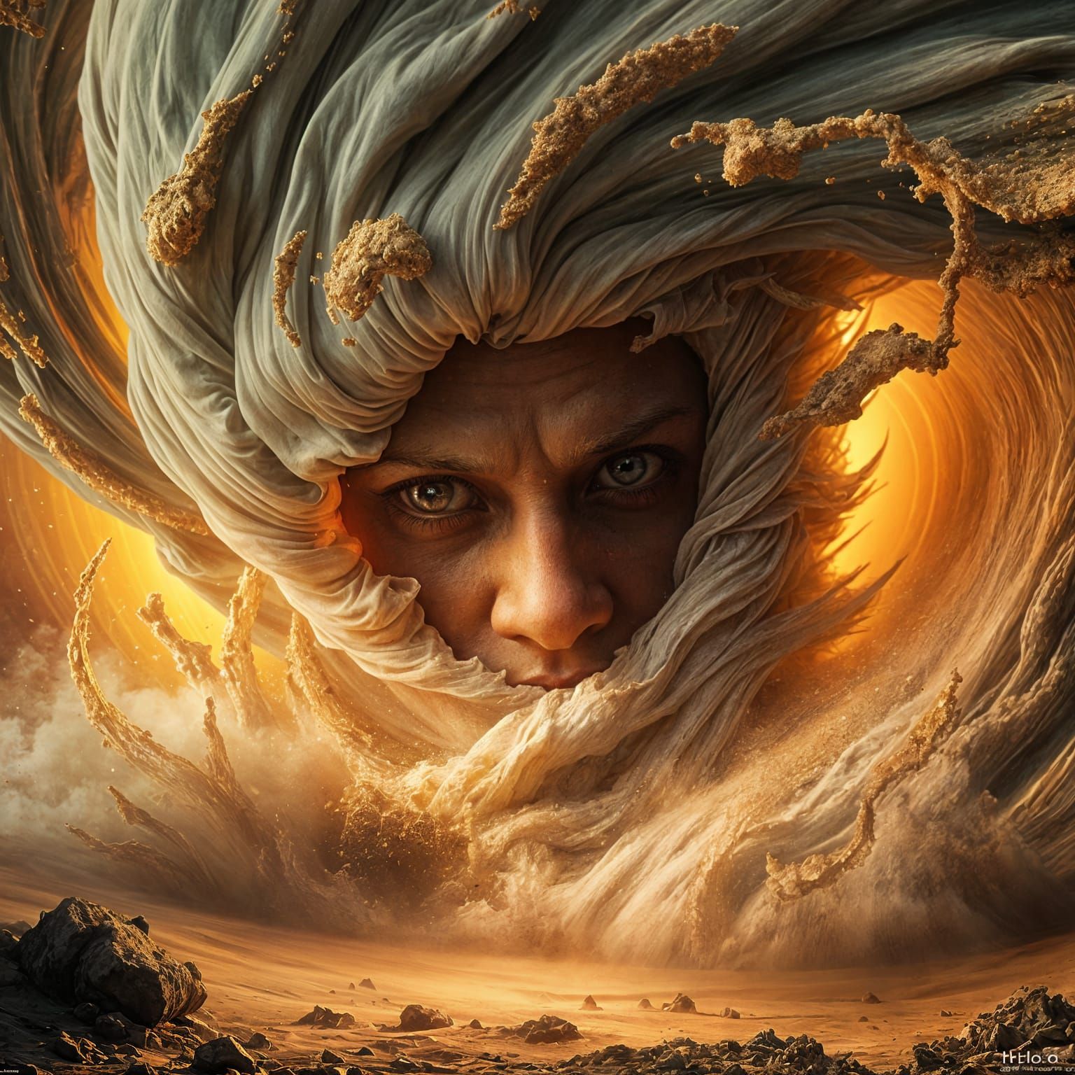 Dust and Sand Face Born from a Hurricane