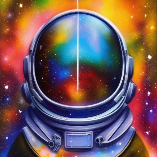 Astronaut Witnessing Planetary Birth as Composite Art