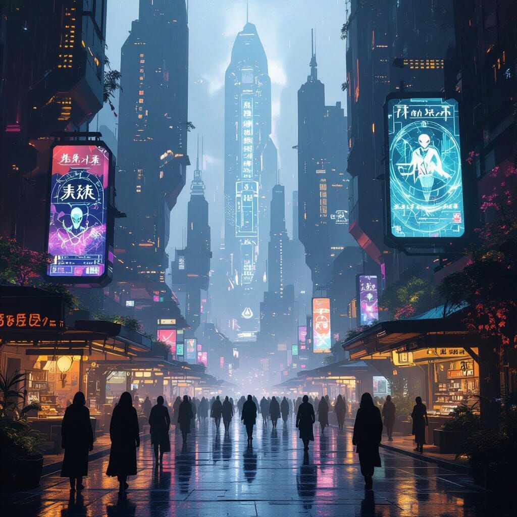 Alien Marketplace in Ethereal Light