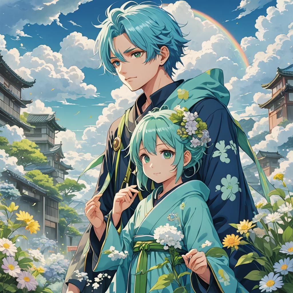 Anime Siblings in a Cel-Shaded Scene