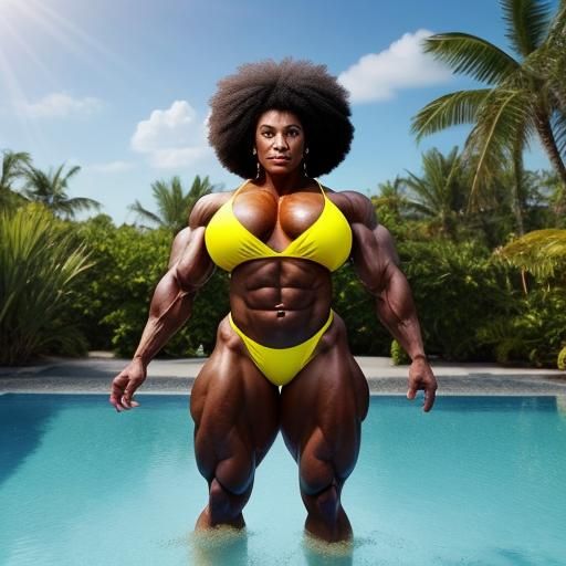 Muscular Bodybuilder Emerges From Pool: Hyper-Realistic Digi...