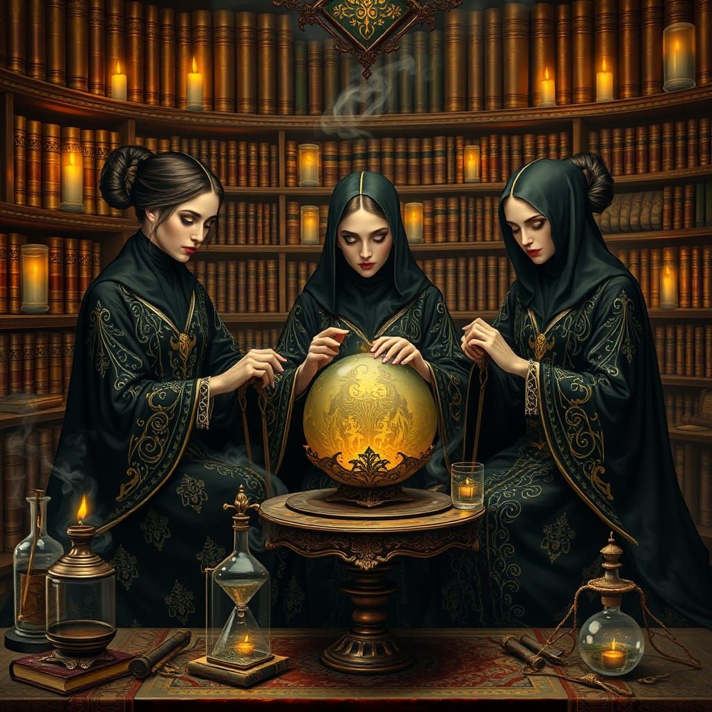 A beautiful masterpiece of three witches with their witches ...