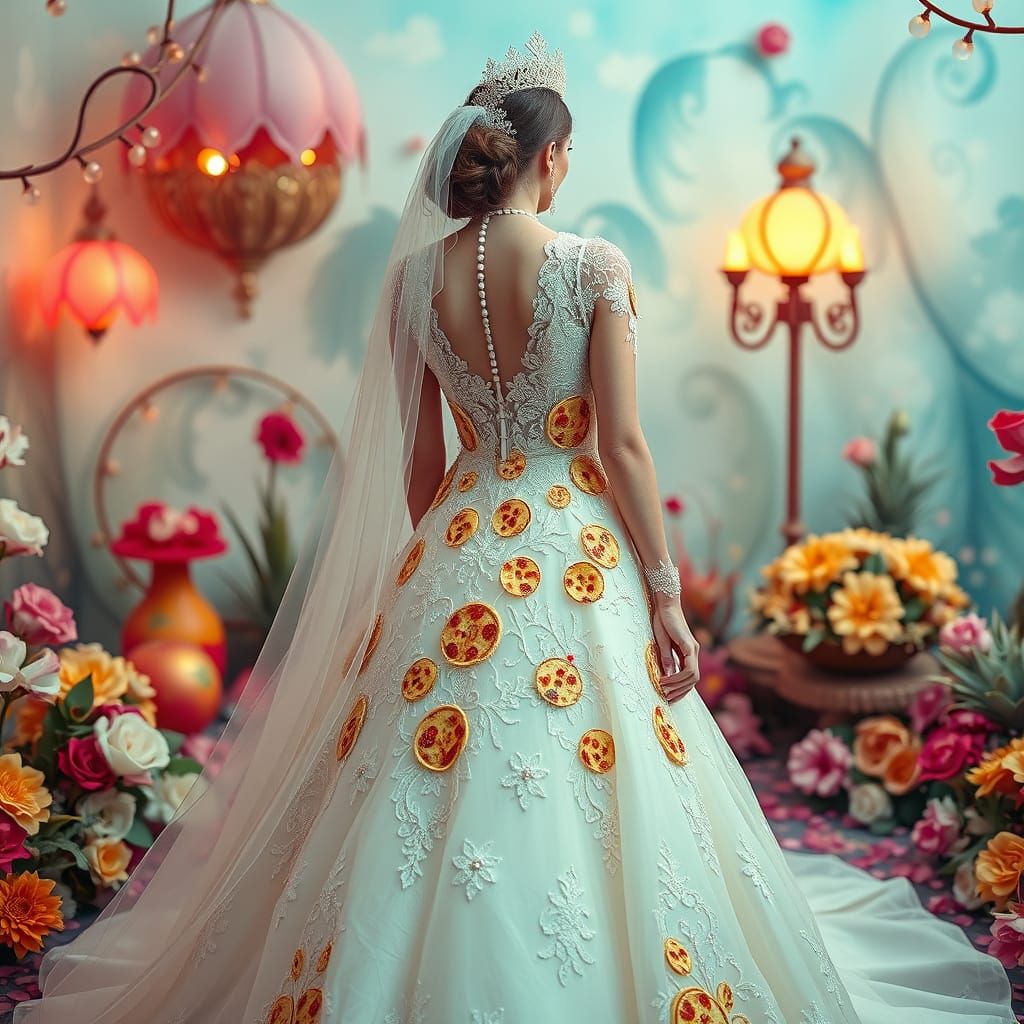 Pineapple Pizza Wedding Gown in Dreamy Style